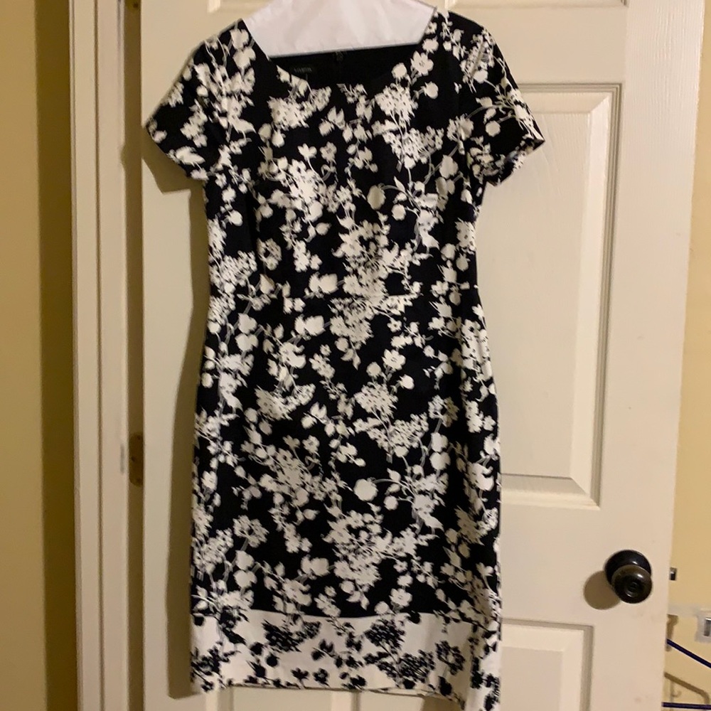 Talbot’s Black and Ivory Print Dress Size 10